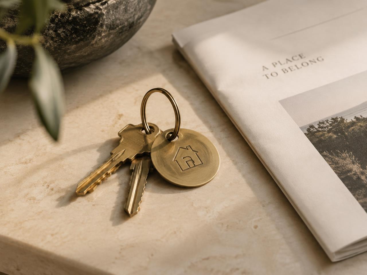 House keys resting beside a folded document